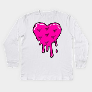 Pink Melting Acid Heart Kids Long Sleeve T-Shirt